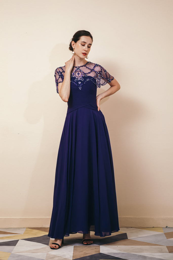 Elegant A-line Chiffon Prom Dresses With Beading