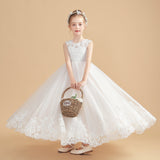 Cap Sleeves Ivory Lovely Tulle Flower Girl Dresses With Beading