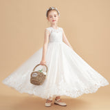 Cap Sleeves Ivory Lovely Tulle Flower Girl Dresses With Beading