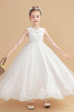 Cap Sleeves Ivory Lovely Tulle Flower Girl Dresses With Beading