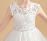 Cap Sleeves Ivory Lovely Tulle Flower Girl Dresses With Beading