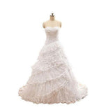 A Line Gorgeous White Lace Detachable Bridal Wedding Gowns - Laurafashionshop
