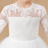 Princess Tulle A-line Lace Satin Flower Girl Dresses