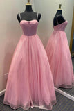 Lilac Sequin Spaghetti Straps Sparkly Evening Dress A Line Prom Dresses