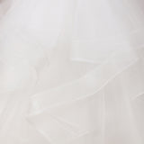 Ruffled Multi-layered Ivory Tulle Satin Flower Girl Dress With Champagne Bow