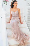 School Party Gown Formal Evening Dress Dusty Rose Lace Mermaid Long Prom Dresses