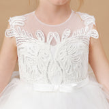 Multi-layered Ruffled Satin Tulle Ivory Flower Girl Dress With Bow