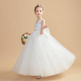 Sleeveless Ivory Tulle Flower Girl Dresses With Bowknot