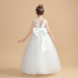 Sleeveless Ivory Tulle Flower Girl Dresses With Bowknot