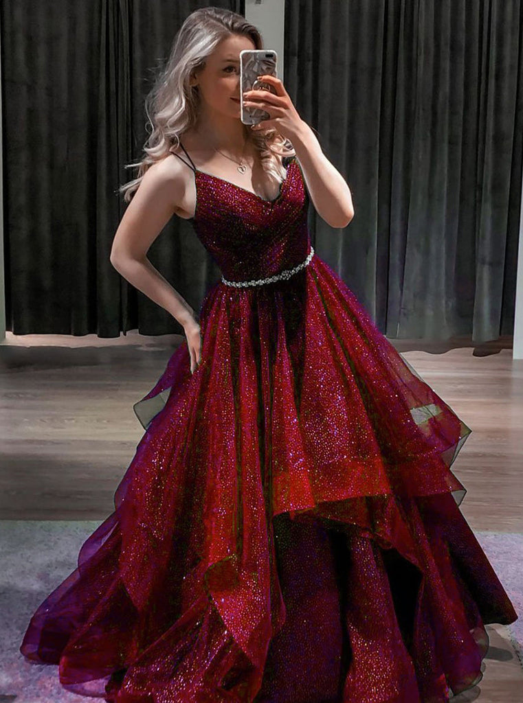 Chic / Beautiful Dark Green Prom Dresses 2019 Ball Gown Scoop Neck  Rhinestone Lace Flower Short Sleeve Backless Floor-Length / Long Formal  Dresses