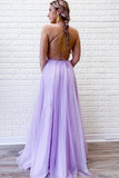 Appliques A Line Tulle Lace Evening Dress Lilac Long Prom Dress
