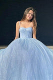 Lilac Sequin Spaghetti Straps Sparkly Evening Dress A Line Prom Dresses