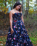 A-line  Evening Party Dresses  Strapless Embroidery Formal Long Prom Dress