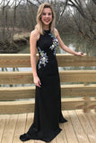 Black Beaded Formal Evening Gowns Mermaid Elegant Long Prom Dresses