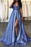A-line V Neck Fashion Formal Dress Spaghetti Straps Sexy Long Prom Dresses