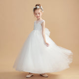 Tulle Ivory Round Neck Flower Girl Dresses With Bowknot