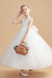 Tulle Ivory Round Neck Flower Girl Dresses With Bowknot