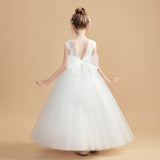 Tulle Ivory Round Neck Flower Girl Dresses With Bowknot