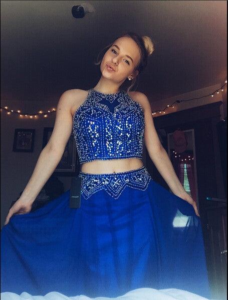 Two Pieces Different Real Made Prom Dresses - Laurafashionshop