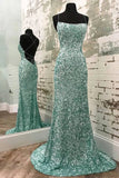 Chic Long Formal Evening Dress Mint Green Sparkly Mermaid Prom Dresses