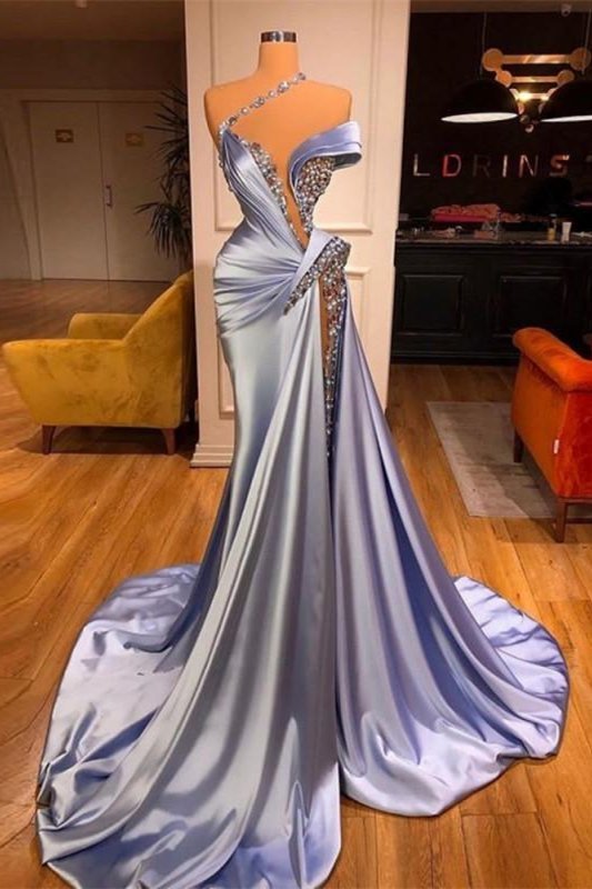 Off-the-Shoulder Elegant Gorgeous Mermaid Long Prom Dress Beadings With Split