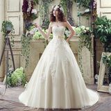 Chic Ball Gown Strapless Appliques Tulle Court Train Wedding Dresses WH30235