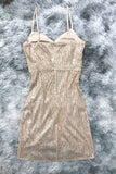 Spaghetti Straps V-neck Charming Sequins Champagne Homecoming Dresses Prom Dresses