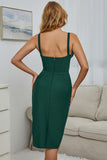 Sleeveless Side Split Sexy Green Deep V Neck Homecoming Dress