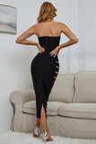 Sleeveless Chic Black Strapless Zipper Back Midi Prom DressHomecoming Dress
