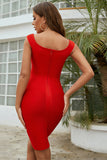 Sleeveless Tight Simple Red V Neck Short Homecoming Dress
