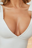 Deep V Neck Pretty White Sleeveless Bow Knot Homecoming Dress