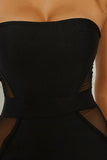 Elegant Tulle Black Strapless Sleeveless Short Homecoming Dress