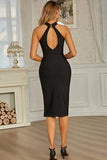 Side Split Sexy Black Halter Sleeveless Homecoming Dress