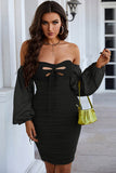 Long Sleeves Green Off The Shoulder Short Homecoming Dress