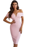 Off The Shoulder Pink High Waist Tight Homecoming Dress
