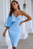 Sky Blue Cappa Tight Short One Shoulder Homecoming Dress