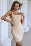 Sleeveless Sexy Apricot Tight Short Prom Dress Homecoming Dress