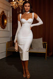 Tight Sexy White Straps Formal Prom Dress Homecoming Dress