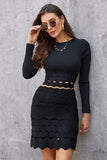 Hollowed-out Black Long Sleeves Short Homecoming Dress