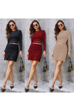 Hollowed-out Black Long Sleeves Short Homecoming Dress