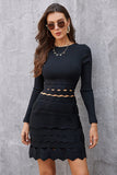 Hollowed-out Black Long Sleeves Short Homecoming Dress