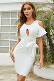 Skin-Tight Open back Elegant White Off The Shoulder Summer Homecoming Dress