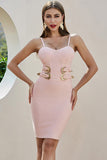 Waist Tie Sheath New Arrival Pink Spaghetti Straps Homecoming Dress