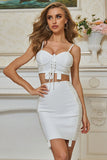 Sheath Two Pieces Spaghetti Straps Homecoming Dress