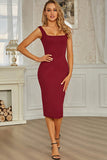 Knit Sheath Burgundy Sleeveless Homecoming Dress