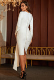 Irregular Bandage White Long Sleeves Homecoming Dress