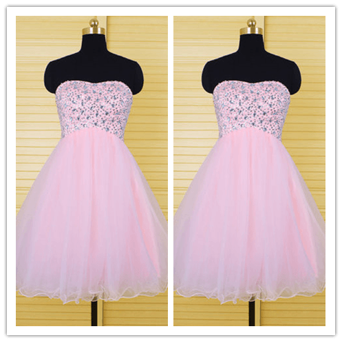 Cute Pink Lovely Homecoming Dresses Prom Dresses - Laurafashionshop