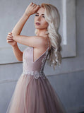 Gorgeous A-line Spaghetti Straps V-neck Long Prom Dresses