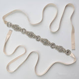 White Crystal Wedding Sashes with Ribbon Shiny Bridal Accessories Belts