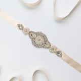 Fashion Pearls Crystals White Cheap Wedding Sashes with Ribbon Accessories Bridal Belt
